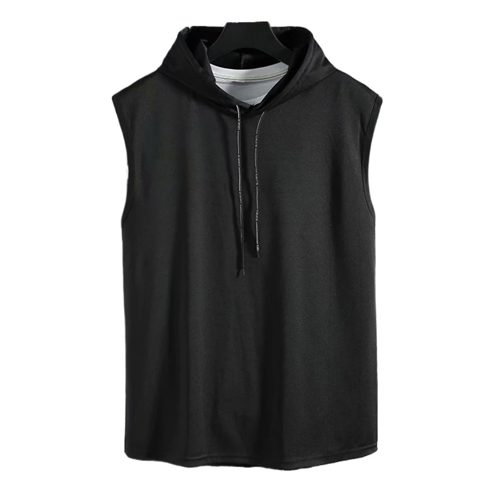 

Shirt Vest Hooded Hoodie Polyester Sleeveless Solid Summer Tank Undershirt Bodybuilding Men Muscle High Quality