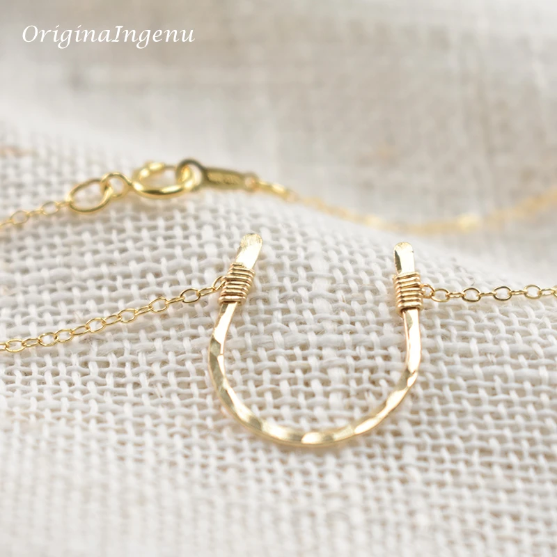 925 Silver Hammered Letter U Pendant Handmade Horseshoe Necklaces Gold Filled Choker Kolye Vintage Jewelry Boho Women Necklace