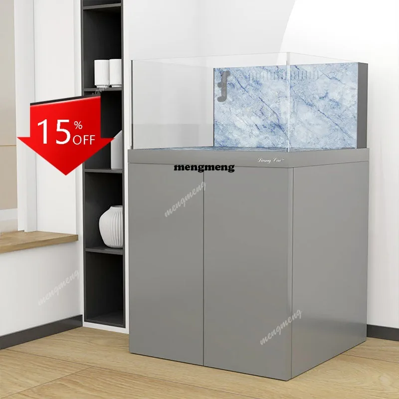 

R134 Living room fish tank integrated cabinet vertical floor independent dry and wet separation bottom filter ultra-white glass