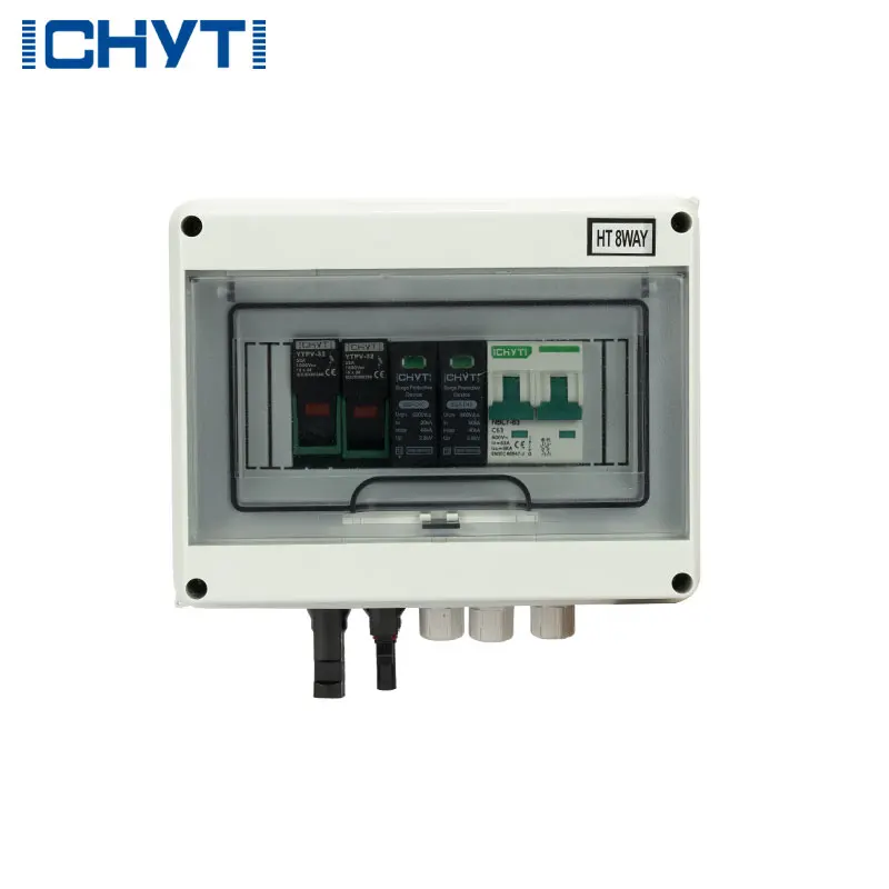 Waterproof Outdoor Surface Mounted 1-in-1-out 600V IP65 Solar PV Surge Lightning Protection DC Distribution Box Combiner Box