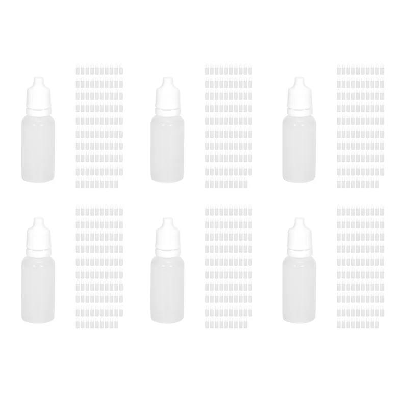 【PLAISIR】600PCS 15Ml Bottiglie contagocce vuote in plastica comprimibili Bottiglie riutilizzabili contagocce liquido per occhi