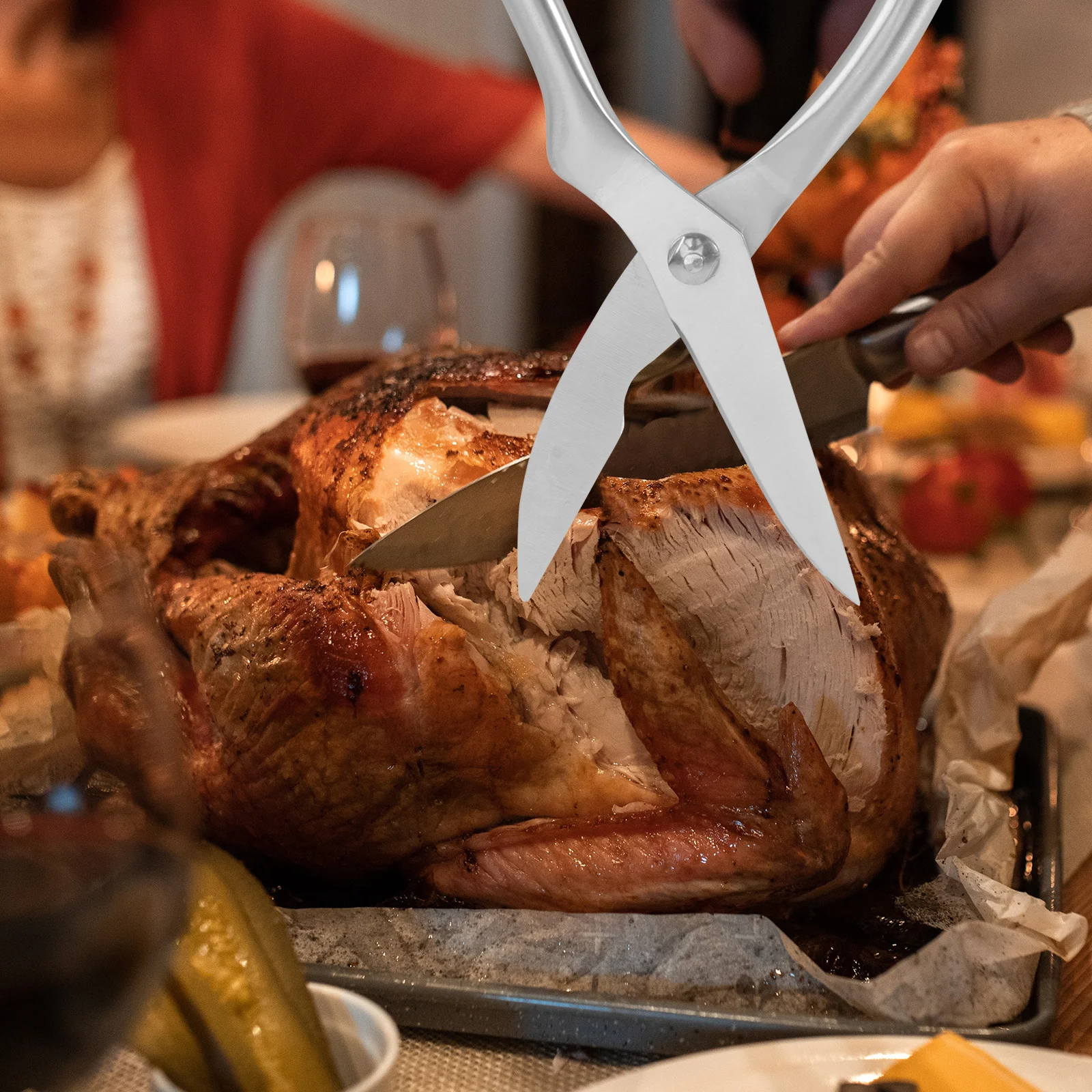 

Kitchen Scissors Stainless Steel Heavy Duty Cut Bones Meat Poultry Fish Comfortable Spring Loaded Handle Easy Clean Gift