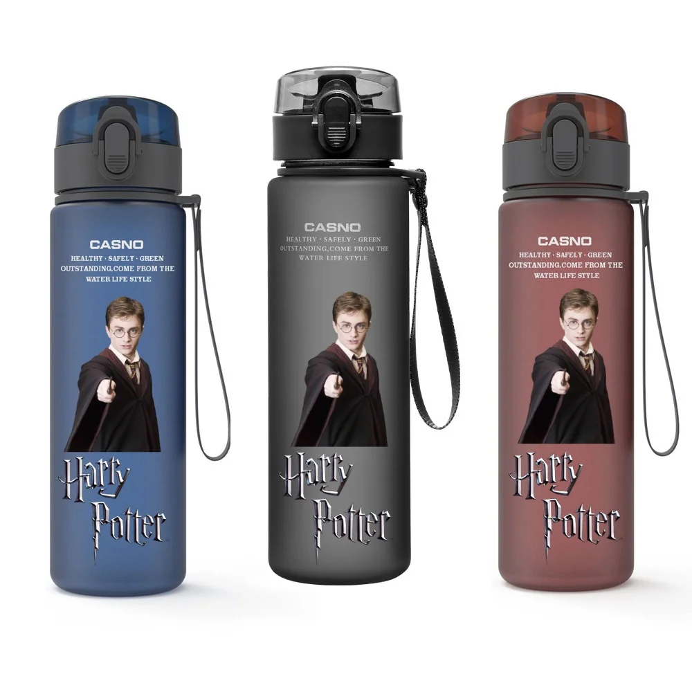 560ML Harry Potter Sport Water Bottle With Portable Rope Travel Tea Cup Hiking My Favorite Drink Bottles Outdoor Jugs Fans Gifts