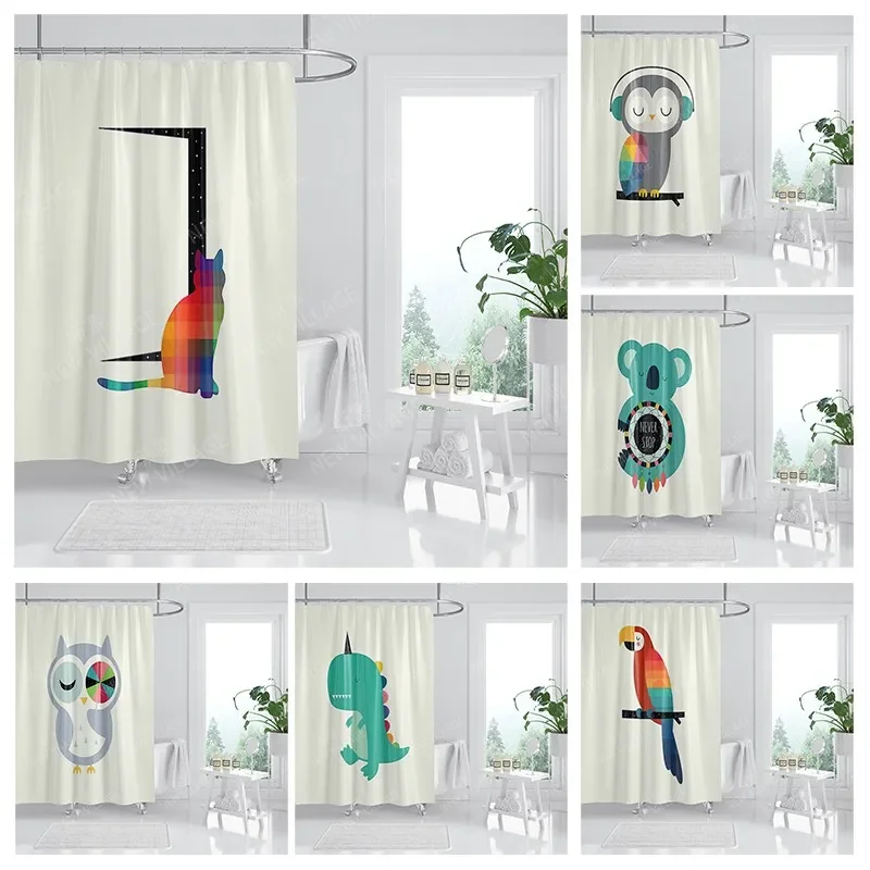 

Waterproof fabric shower curtains Bathroom curtain accessories 180x200 Bath curtain for shower 240*200 cartoon cute decoration