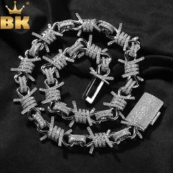 THE BLING KING Barbed Link Chain Necklace Iced Out 5A Cubic Zirconia Bracelet Charm Fashion HipHop Jewelry
