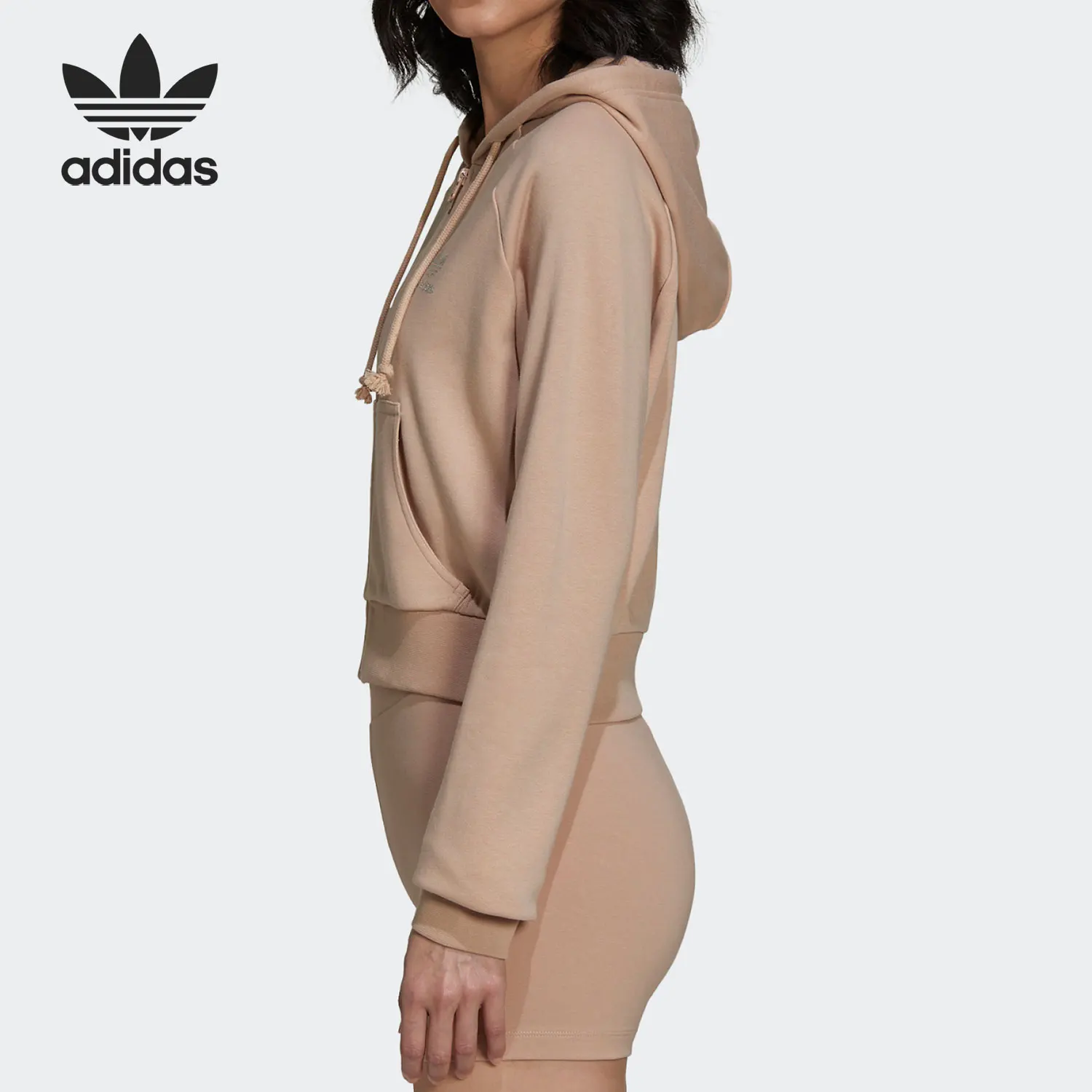 Adidas genuine Cropped clover women's sports hooded jacket HF6766
