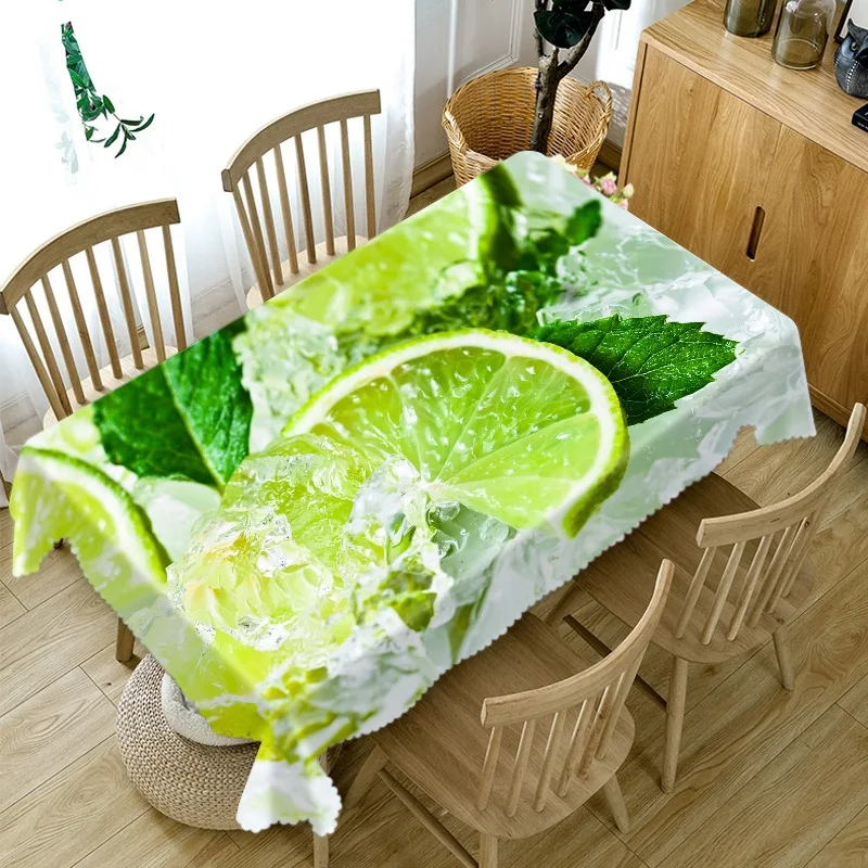 

Lemon Pattern Printed Tablecloth Rectangular Kitchen Linen Stain Resistant Tablecloth Picnic Mat Home Coffee Table Decoration