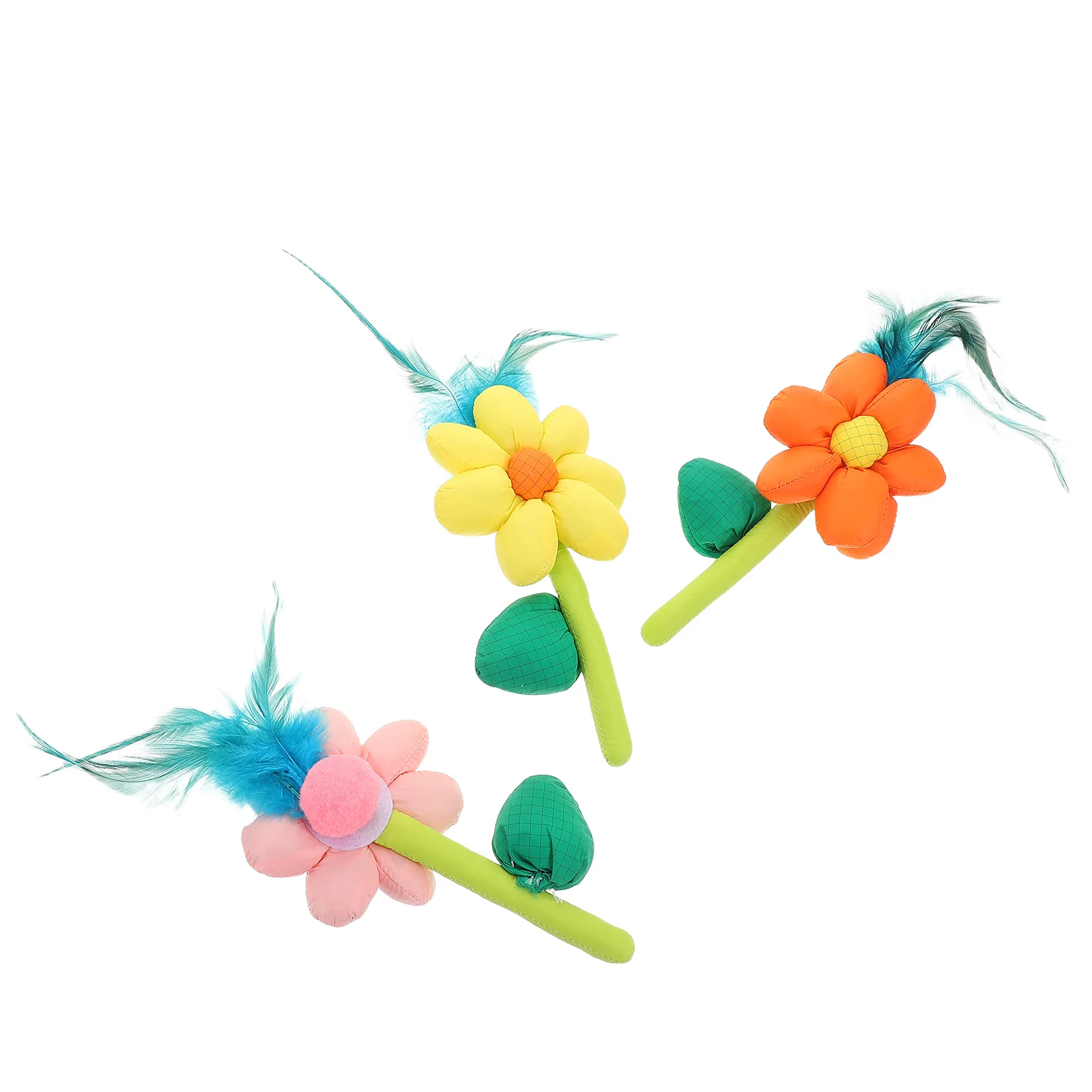 

3Pcs Cat Teaser Interactive Flower Wand Set Stimulating Kitten Play Indoor Entertaining Stick Interactive Pet Toys