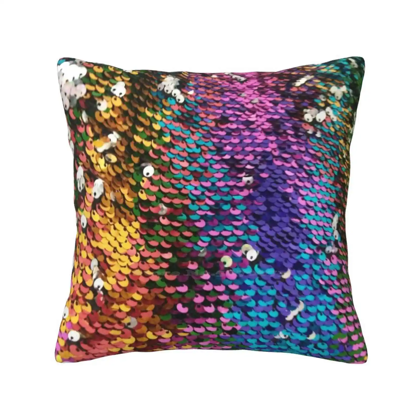 Multi-Colored Sequins Throw Cushion Pillow Cover Sequins Colorful Multicolor Sparkle Glitter Crazy Lady Lynn Lewis Purple Gold