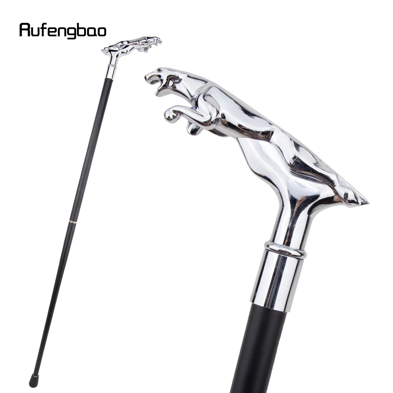 Silver Luxury Leopard Fashion Walking Stick for Party Decorative Walking Cane Elegant Crosier Knob Walking Stick 93cm