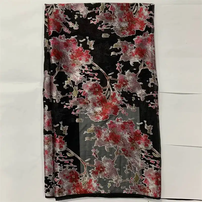 Latest fashion silk satin printed fabric 5 yards/piece african high quality silk fabric for party dress.