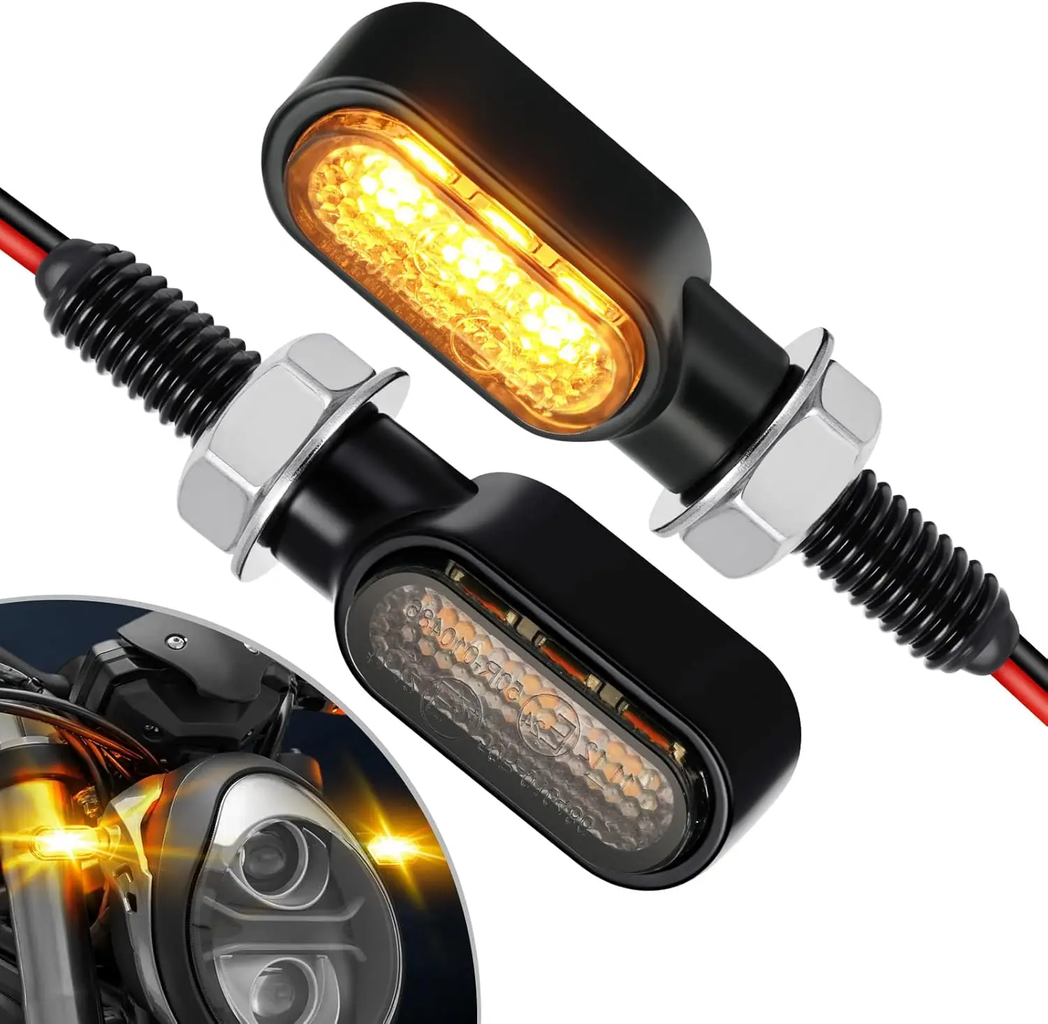 For Motorcycle Turn Signal Light 12V Clignotant LED Mini Flashing Indicator Blinker Lamp Universal