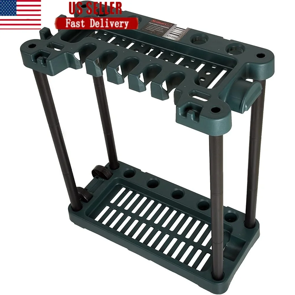 

Garden Tool Organizer Utility Rack Holds 40 Yard Tools Durable Plastic Storage Solution Garage and Home Essentials