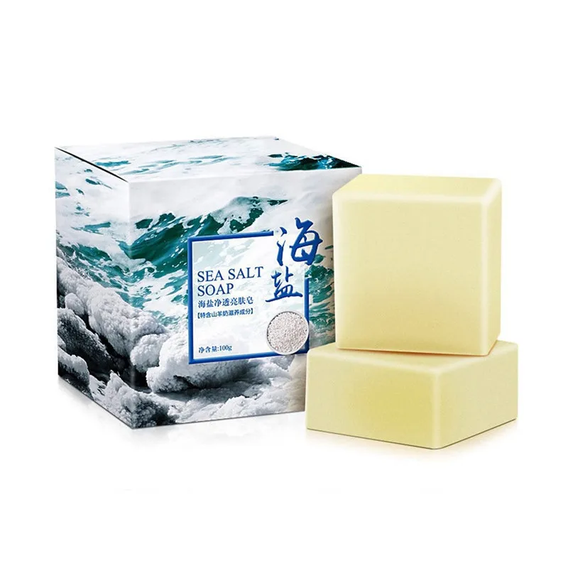 

Sea Salt Soap Cleaner Removal Pimple Pores Acne Treatment Goat Milk Moisturizing Face Care Wash Basis Soap Savon Au Hotmakeup