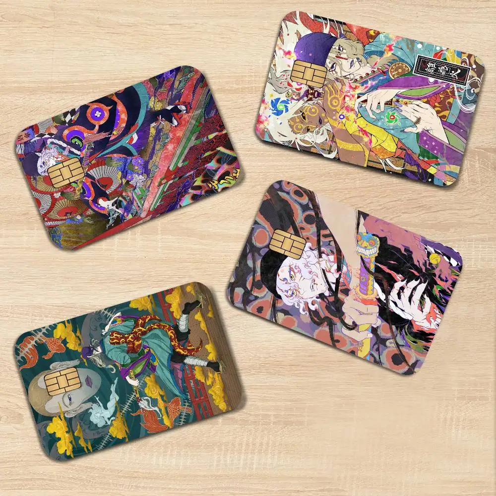 Apanese Ukiyo-e Style Mononoke Diy Credit Debit Card Sticker Party Sticker Decoration Waterproof Small Chip Card Skin Sticker