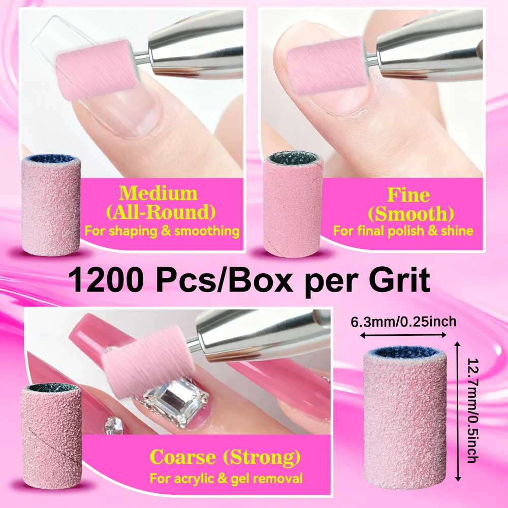 Wholesale 6.3MM Nail Sanding Bands 100/150/240 Grit for Manicure Nail Surface Treatment Polishing view 4