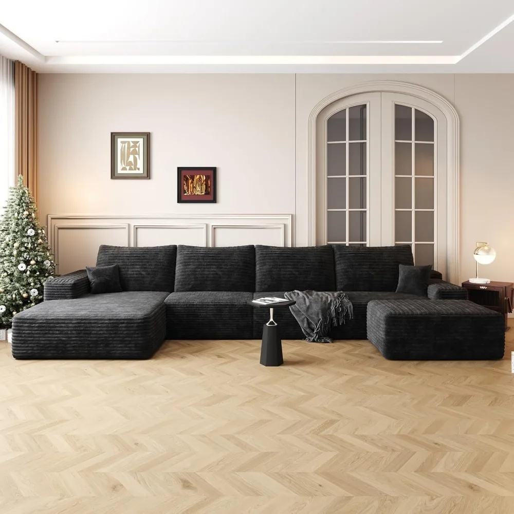 

136" sectional couches for living room modern modular sofa with l-shape couchs upholstered boneless couch deep seat sectional