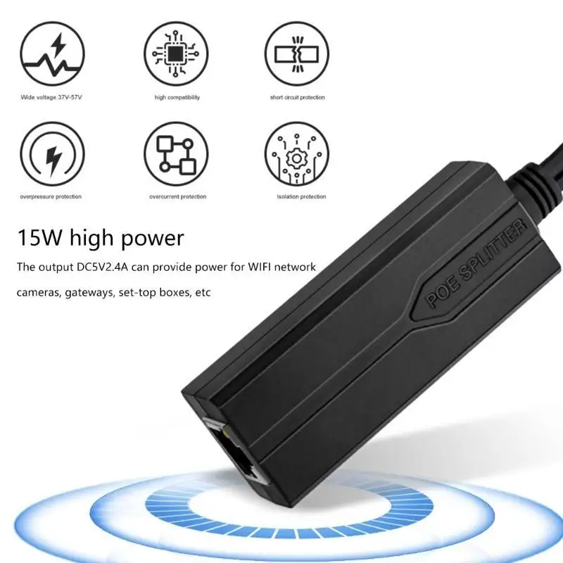 E56B USB C POE Separator POE Splitter 5V Power Supply For Camera Routers Switches