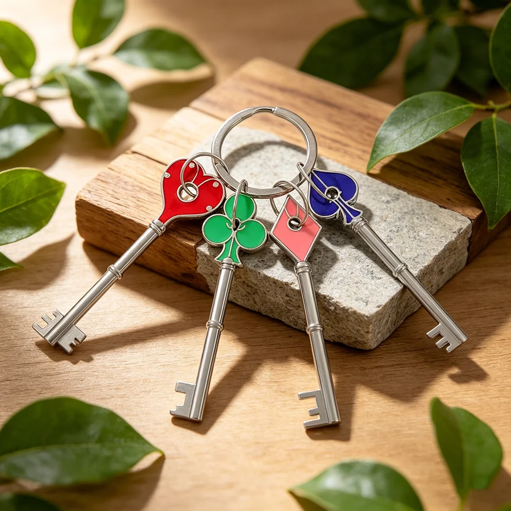 Chaveiro Resident Evil 2 Remake RPD Key Square Plum Heart para Homens, Porta-Chaves Colecionável, Presente para Fãs, Artigo para Festas