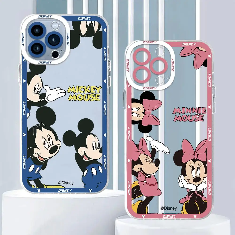 Disney Mickey Minnie Phone Case for Apple iPhone 15 Plus 14 Pro Max 13 12 Mini 11 Pro XR 8 SE 7 XS MAX Matte Armor Cover