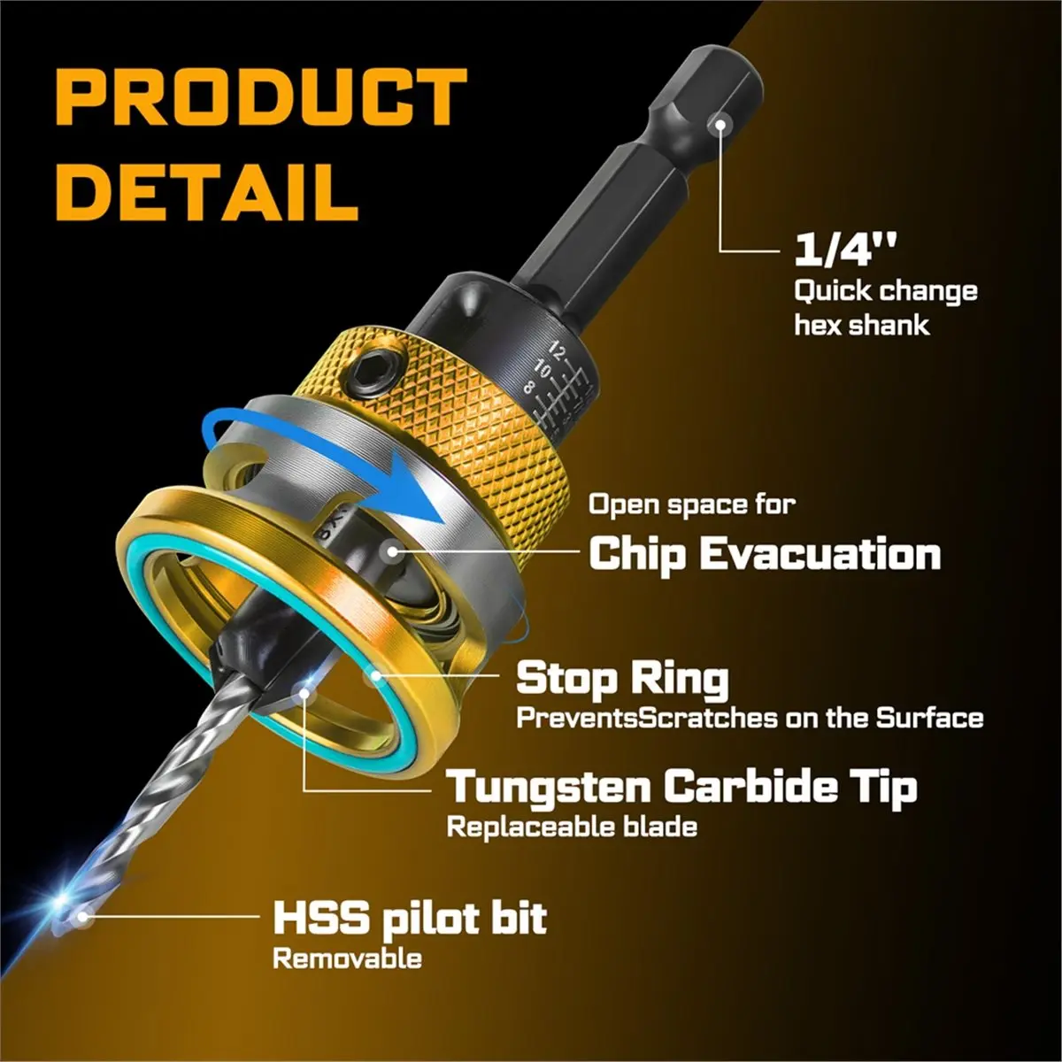 

2026 New Countersink Drill Bit Set CNC High Speed Steel Countersink Bits for Wood Plastic Metal