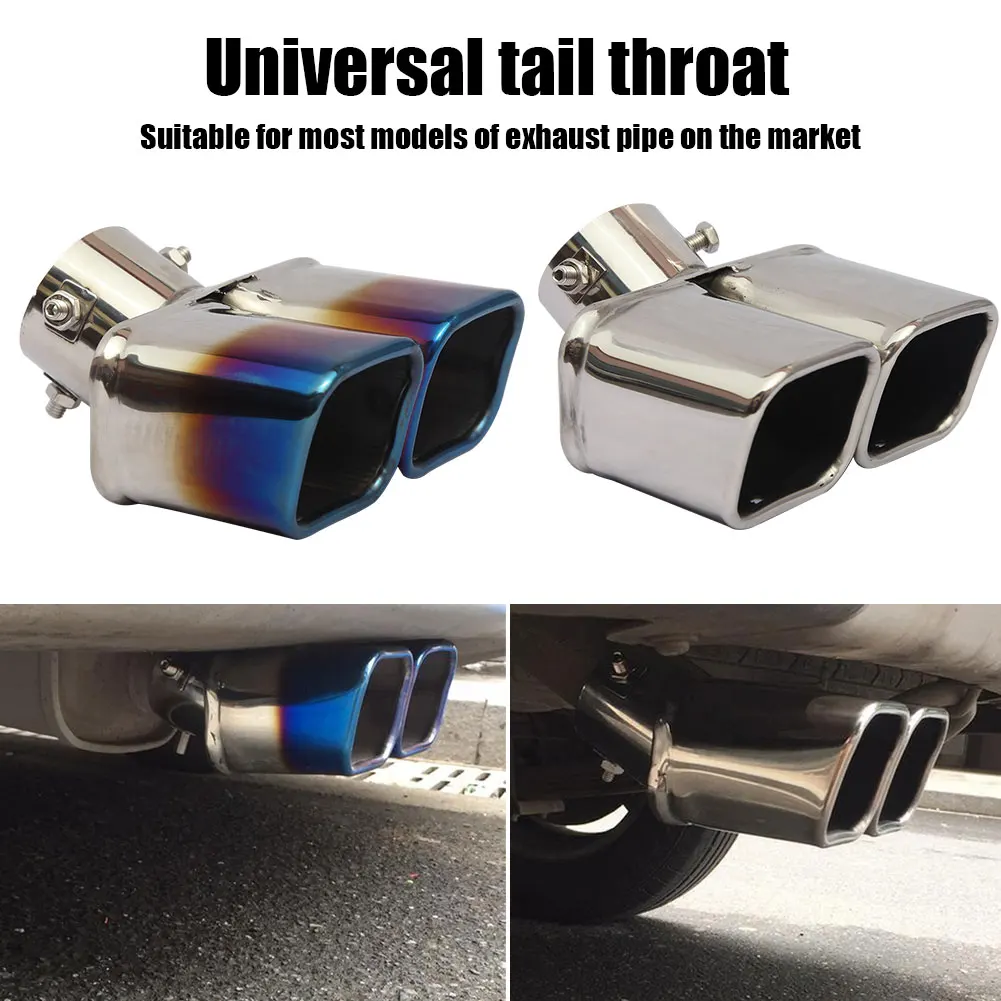 63/76MM Automobile Car Tail End Trim Pipe Exhaust Single/Double Stainless Steel Muffler Automobiles Tail Rear Round Exhaust Pipe