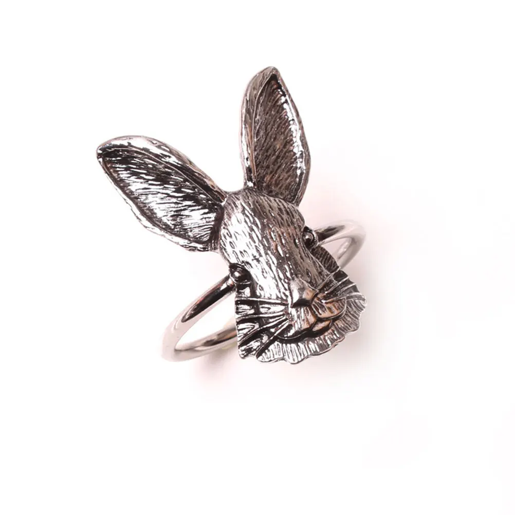 

6Pcs Rabbit Napkin Rings Metal Thanksgiving Table Decor Serviette Holders Party Dining Napkin Clasps Reusable Serviette Ring