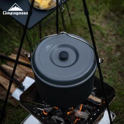 CAMPINGMOON Large Capacity Aluminum Alloy Camping Cookware, Soup Pot, Portable Marching Hanging Pot, Outdoor Cookware