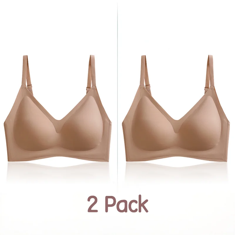 Paquete de 2 sujetadores inalámbricos para mujer Jelly Strip Soft Support Seamless Sin aros Comfort Lift Uso diario KUCLUT