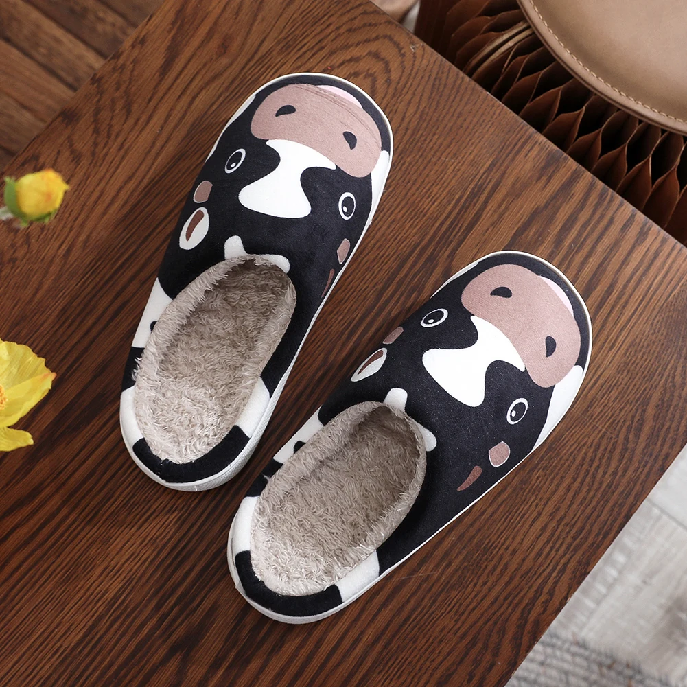 

Плюшевые коровьи тапочки, домашняя обувь с рисунком коровы, удобные кавайные тапочки с животными, дышащие мягкие тапочки с облаками, нескользящие на осень-зиму