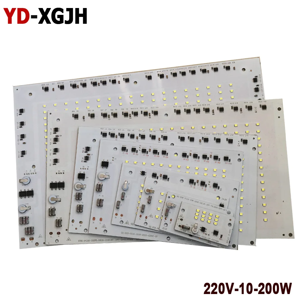 10W-200W 220V LED Floodlight Module 6000K White SMD2835 Smart IC Driver PCB Aluminum Plate for Spotlight Lamps