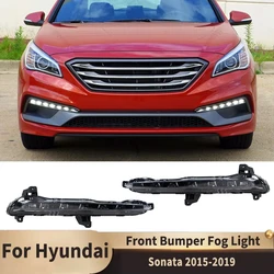 With LED Front Bumper Fog Light Daytime Running Lamp for Hyundai Sonata 2015 2016 2017 2018 2019 Car Light Facelift Accessories