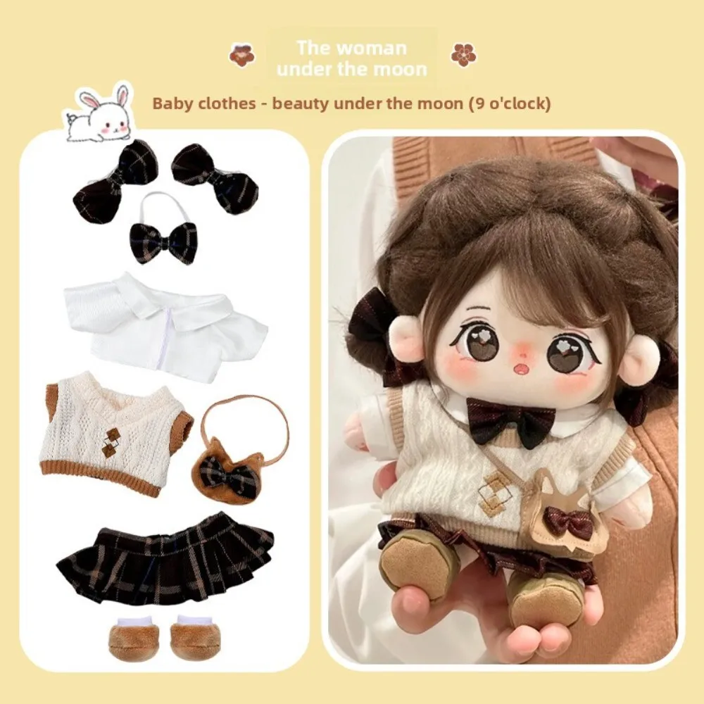 Weiches Baumwoll-Kleidungsset für 20 cm große Plüschtierpuppen, Unisex-Tagesoutfit zum Anziehen, Spielen und zur Spielzeugsammlung