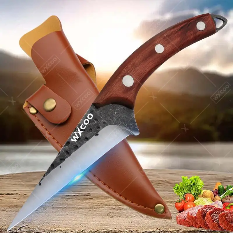 Cuchillo para deshuesar de acero inoxidable, cuchillo de Chef de cocina con mango de madera, herramienta multiusos para filetear carne, 1 ud./3 uds.