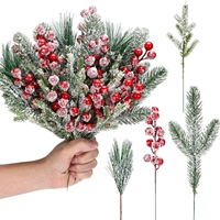Artificial Snow White Pine Branches Fake Plant Greenery Pine Picks Pine Needles for DIY Christmas Decoration Garland Wreath Xmas