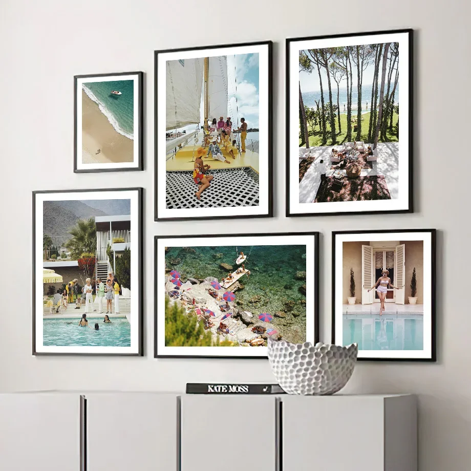 Florida Palm Beach Beverly Hills Picnic Retro Wall Art Canvas Painting Posters And Prints Wall Pictures For Living Room Decor