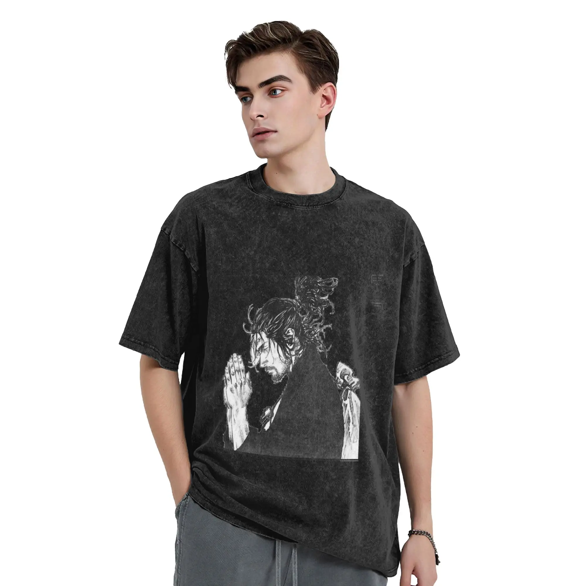 Vintage Photograp Vagabond Musashi Vagabond Manga  Unique Chic A T-Shirt Oversized Short Sleeve Men's Women's Cotton Tees Tops