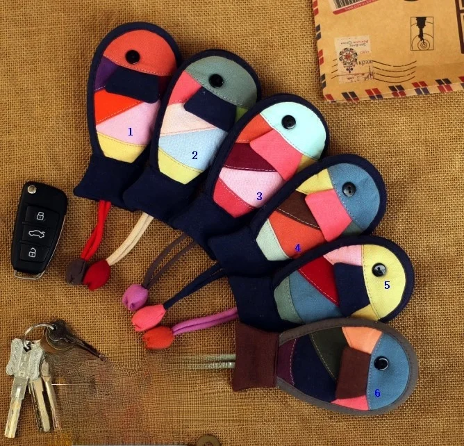 Cute Girls Key Bag Yunnan Cartoon Car Key Holder Fabric Art Key Cover Precious Gift Bucket Shape Drawstring Closure Cotton