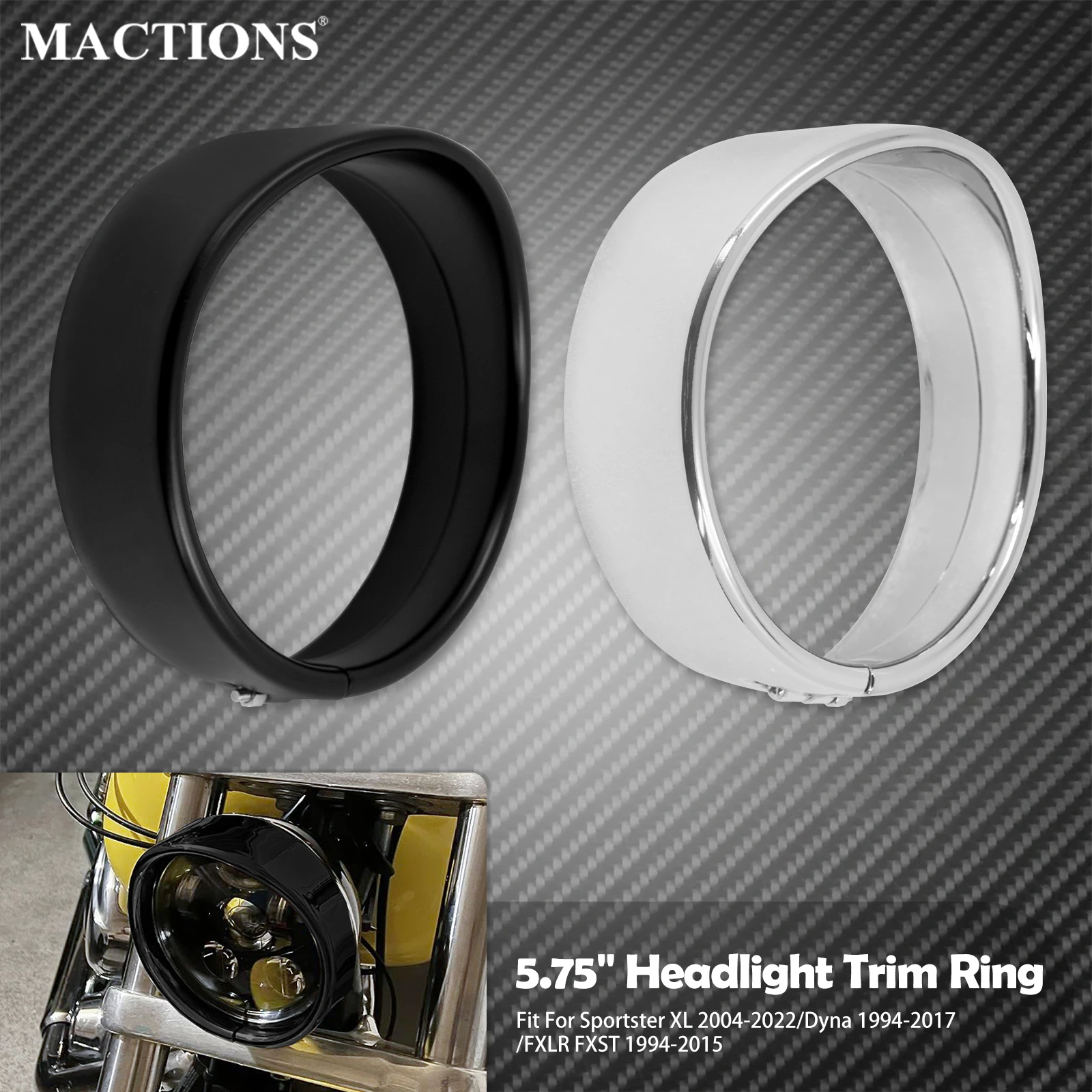 

Motorcycle 5.75'' Headlight Trim Ring Light Bezel Visor Cover For Harley Sportster XL 883 1200 14-22 Softail FXLR FXST Dyna FXDL