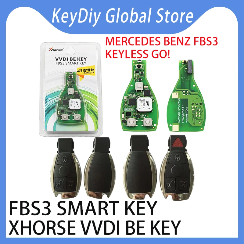 

Xhorse VVDI BE KEY FBS3 Smart key XSBZ01 keyless go 433Mhz 315Mhz W204 W207 W212 W164 W166 W221 VVDI MB Tool BGA Key tool plus