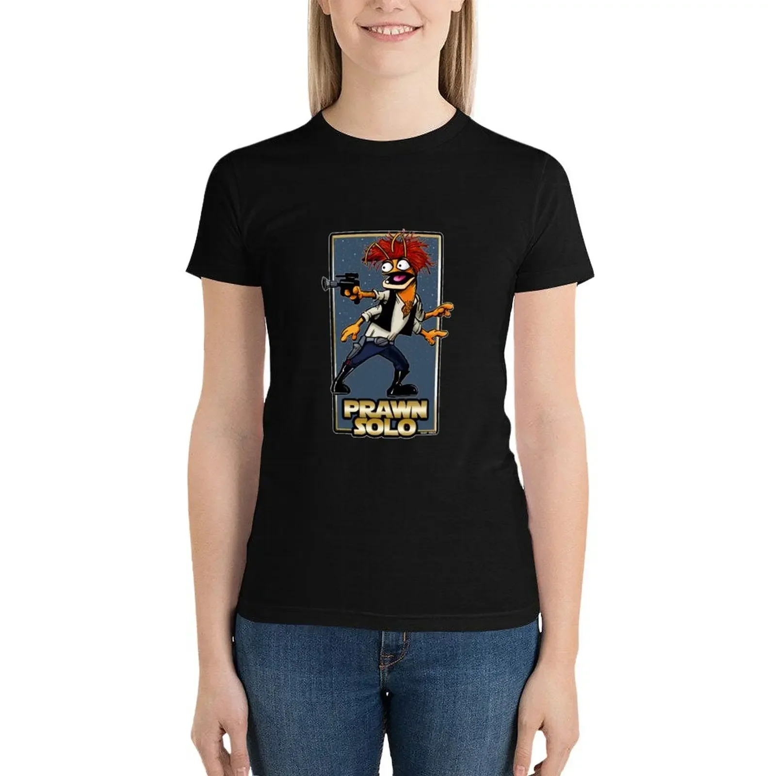 T-shirt Prawn Solo pour femme, chemisier vintage, vêtements féminins, 2745