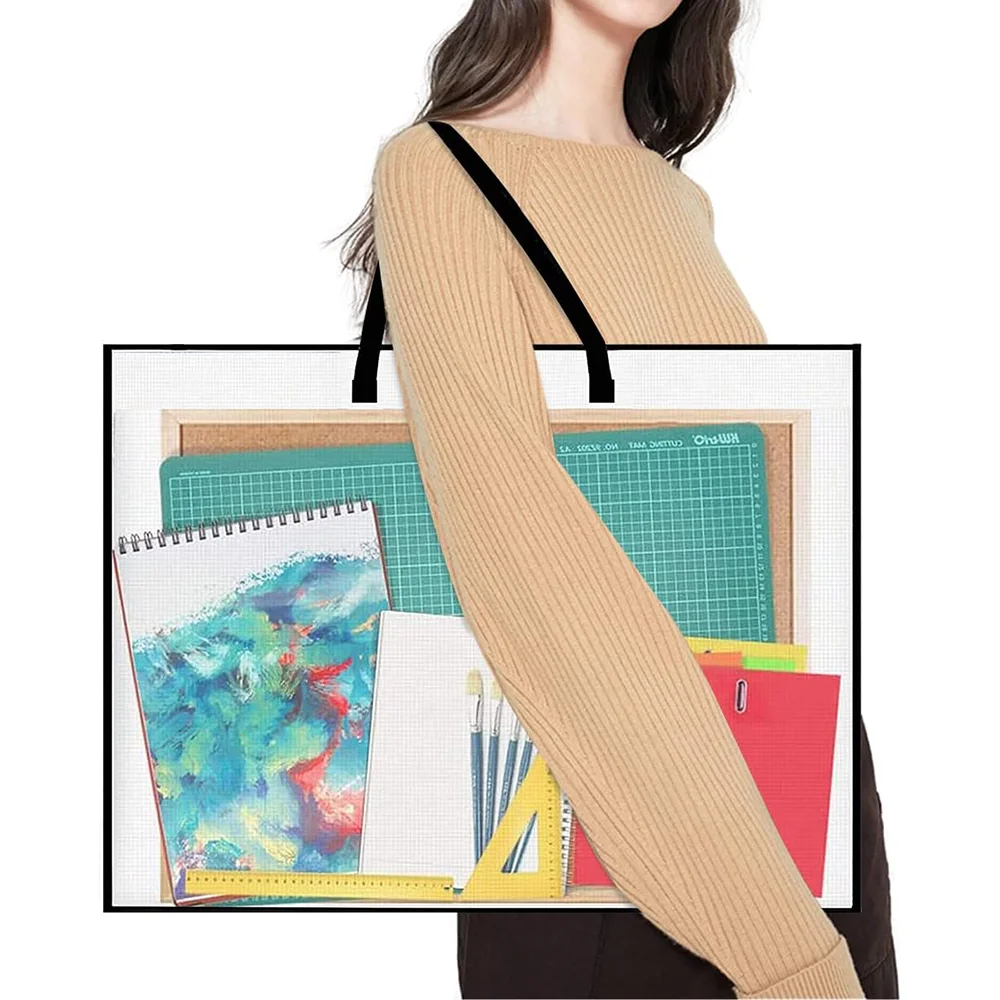 PVC Transparent File Bag Drawing Board Bag Work Storage Bag Large Poster Storage Bag Handbag Art Stationery Organization