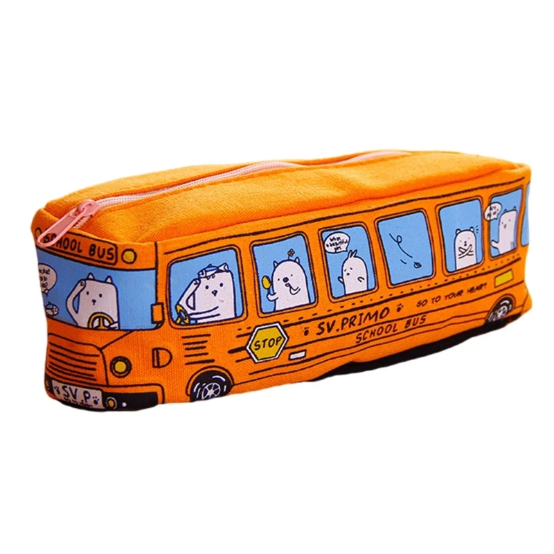 DXAB Cartoon Bus Etui Grote Capaciteit Canvas Penzak Multifunctionele Penhouder