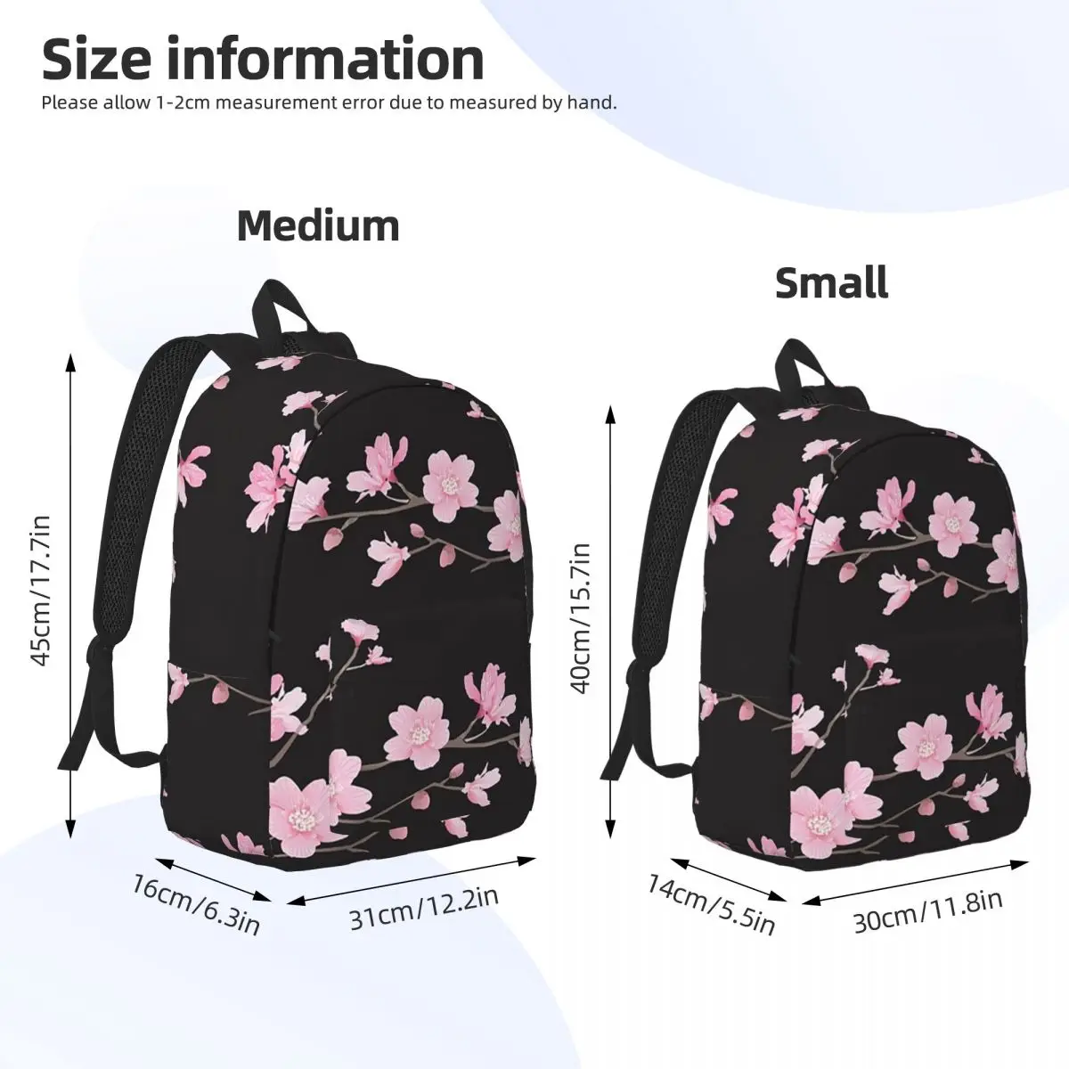 Cherry Blossom Flower Plant Backpack Daypack Large Capacity Kids BookBag School Bag Shoulder Bags for Men Women