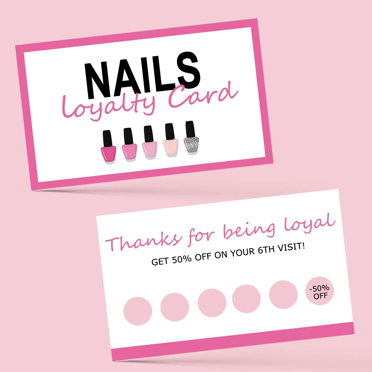 50Pcs Nail Business Card Press on Nail Loyalty Discount Cards Aftercare Card For Nail Salon Polish Manicurist