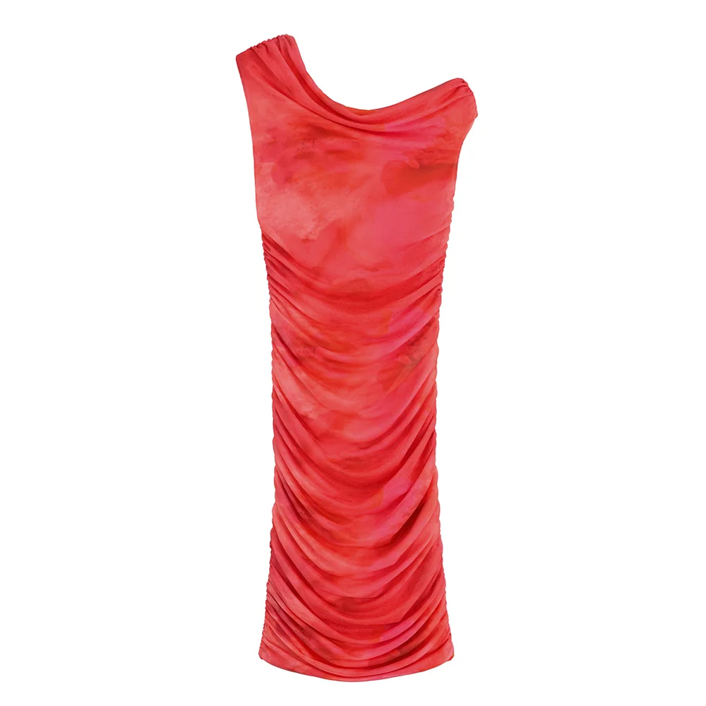 2025off-shoulder floral print slim fit asymmetrical long hip dress long skirt summer new women's clothing