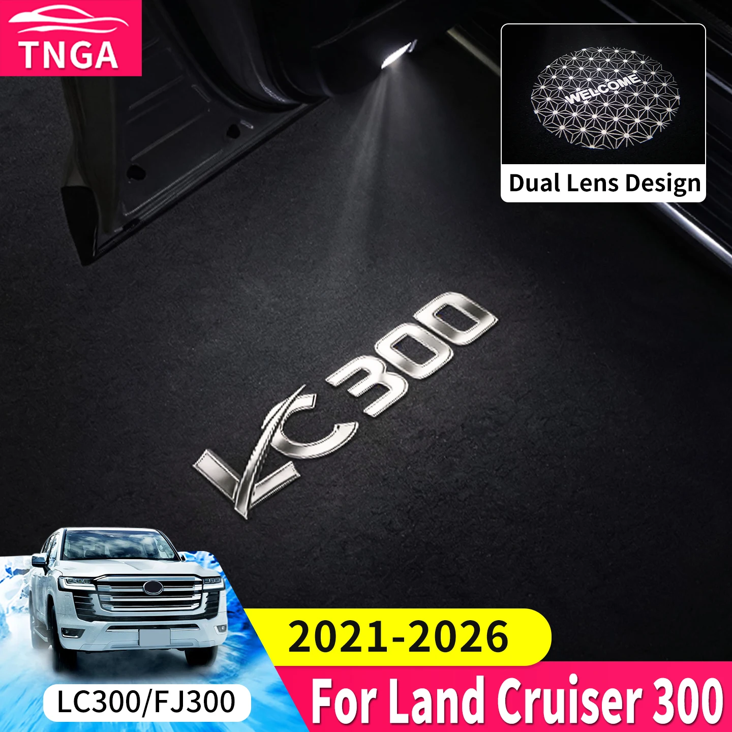 

For Toyota Land Cruiser LC300 2022-2026 LED Door Puddle Light Welcome Logo Projection Lamp Interior Styling Accessories