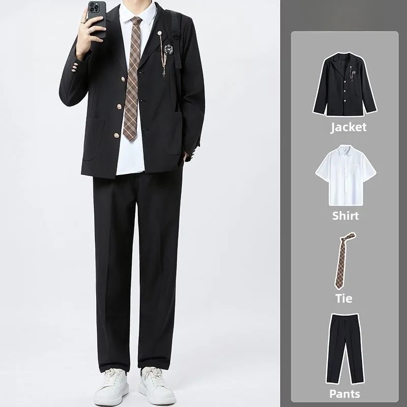 

Повседневный молодежный комплект для мальчиков: куртка с подкладкой на плечах, весенне-осенний городской стиль, без бренда, стандартный крой.