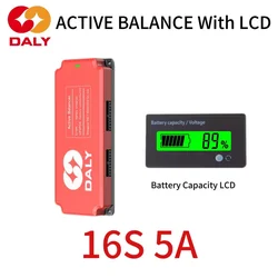 DALY Active Balancer 5A 16S 48V Battery Capacity LCD Display Power Voltage Suitable for Lifepo4 BMS Li-ion 18650 32700 Battery