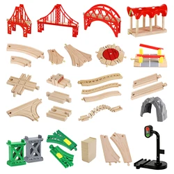 Children Wooden Train Track Accessories Beech Wood All Kinds of Wooden Railway Track Pieces Fit For Biro Creative Toys for Kids